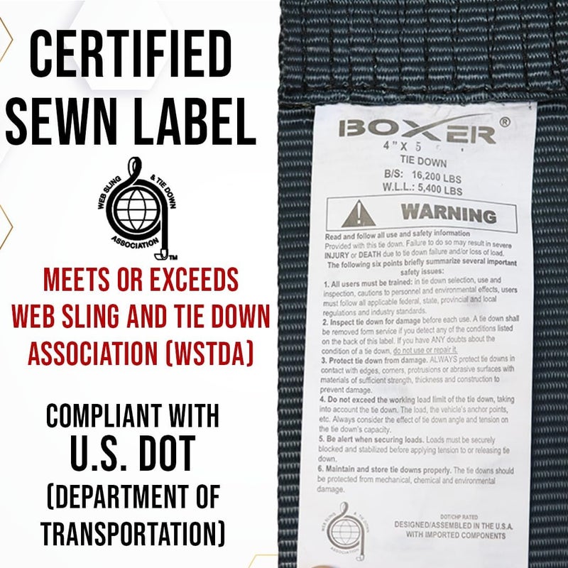 Boxer 2 Pack Roll Off Winch Strap with Flat Hook 4-inch x 5 feet - Heavy Duty Container Hook - Truck and Trailers - Image 5